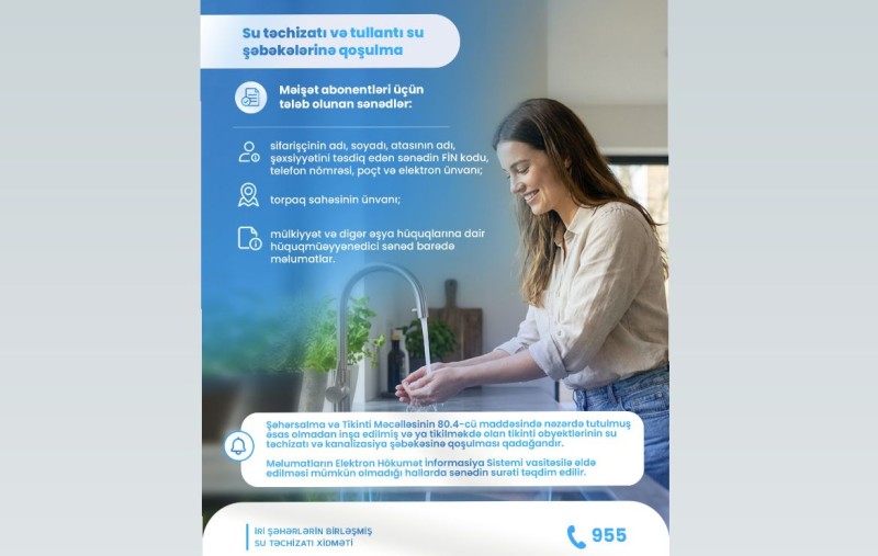 İçməli və tullantı su təchizatına qoşulma üzrə tələb olunan sənədlər - Maarifləndirmə